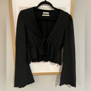 Urban Outfitters Black Front Tie Top - Size Small
